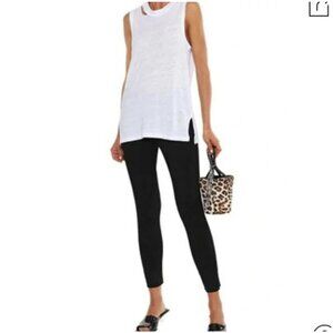 IRO Tadonis Cropped Stretch Suede Leggings Black Lamb Leather Size 34(XS)